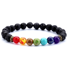 Load image into Gallery viewer, 7 Chakra bracelet with Lava beads