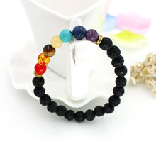 Load image into Gallery viewer, 7 Chakra bracelet with Lava beads