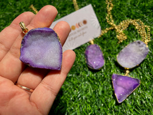 Purple Agate Pendants -druzy crystal agate,Sparkling Stone