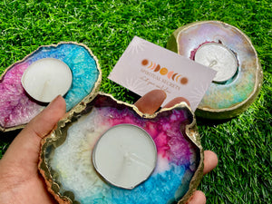 Druzy Agate Crystal Candle Stand -druzy crystal agate,Sparkling Stone