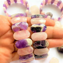 Load image into Gallery viewer, Amethyst &amp; Rose Quartz Square Faceted Healing Bracelet