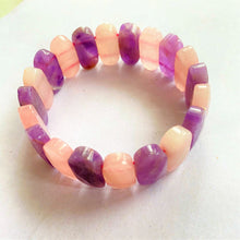 Load image into Gallery viewer, Amethyst &amp; Rose Quartz Square Faceted Healing Bracelet