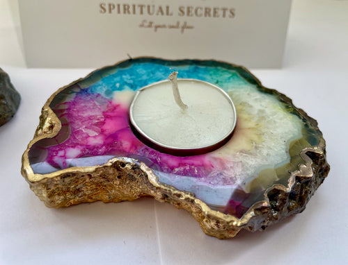 Druzy Agate Crystal Candle Stand -druzy crystal agate,Sparkling Stone