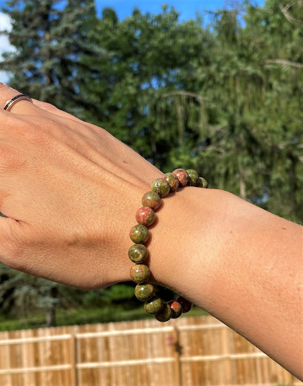 Gratitude + Balance, Unakite Crystal Healing  Bracelet